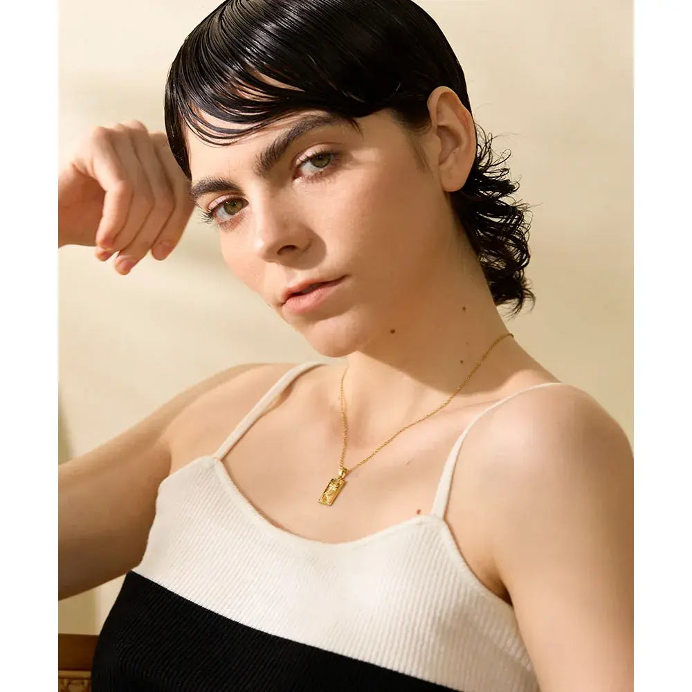 Body Square Pendant Stainless Steel Statement Necklace