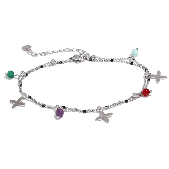 Colorful Natural Stone Bead Anklet