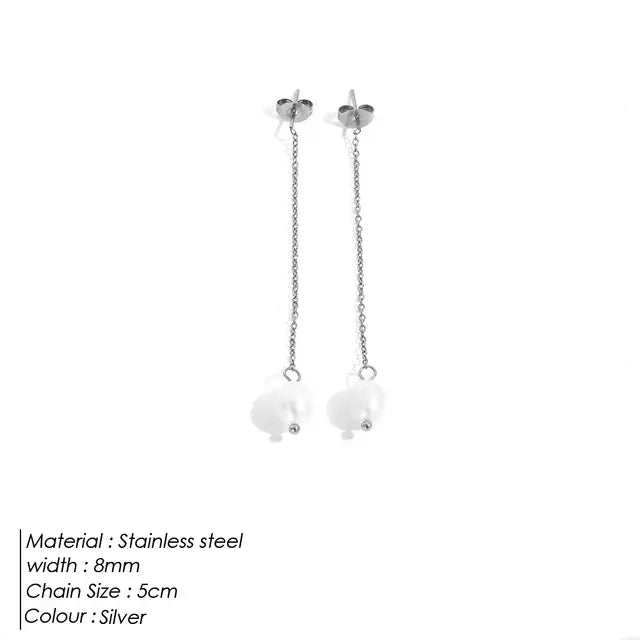 Elegant Simplicity: Pearl Long Chain Dangle Earring