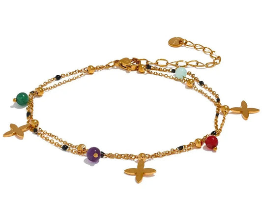 Colorful Natural Stone Bead Anklet