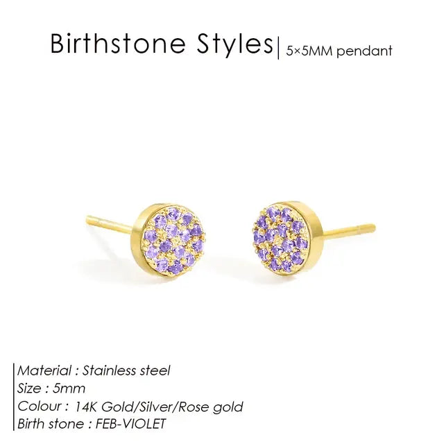 Birthstone Pierced Earrings