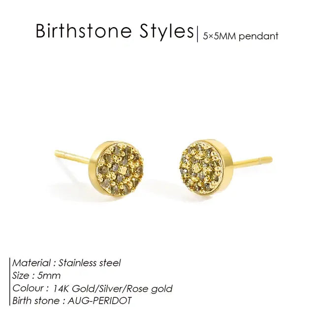 Birthstone Pierced Earrings