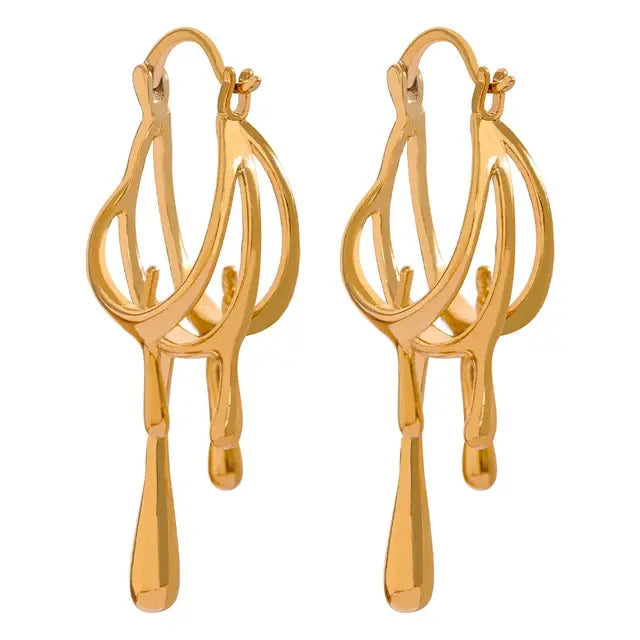 Unusual Personality Hoop Earrings, 18K Gold Plated