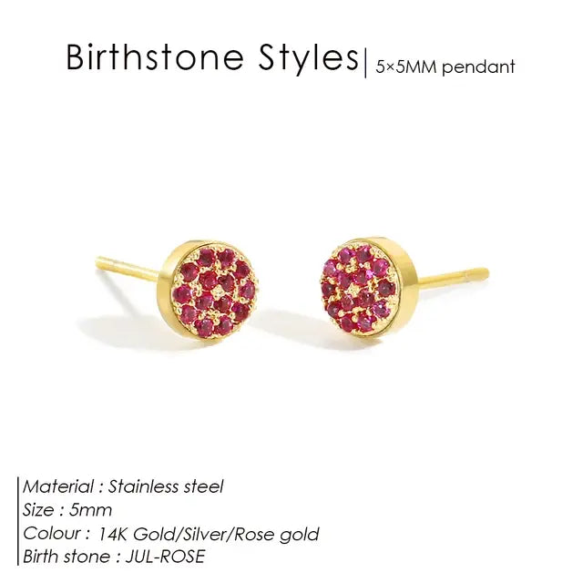 Birthstone Pierced Earrings