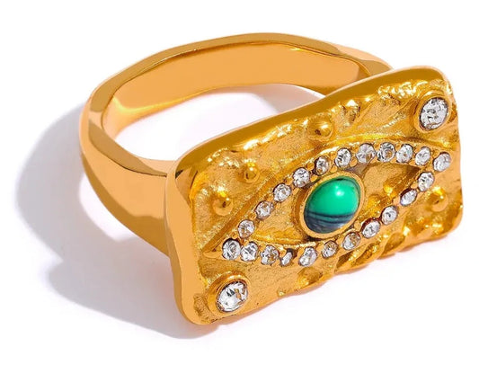 Stone Zircon Green Eye Ring