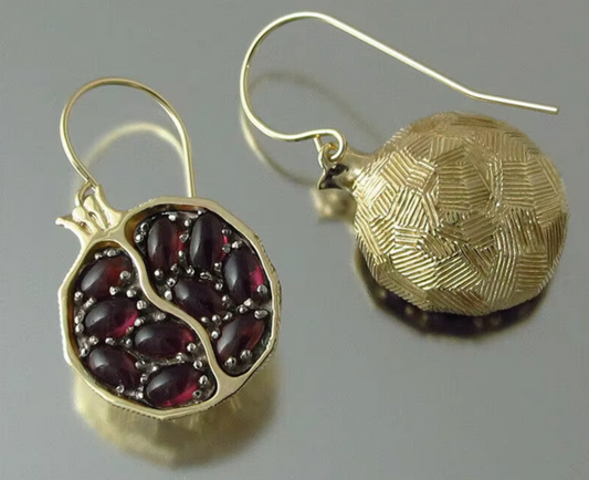 Gold Pomegranate Drop Earrings