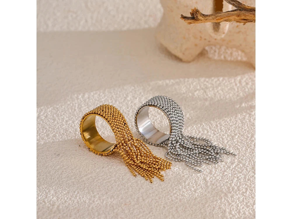 Golden Chain Tassel Ring