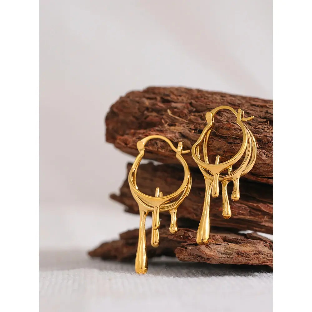 Unusual Personality Hoop Earrings, 18K Gold Plated