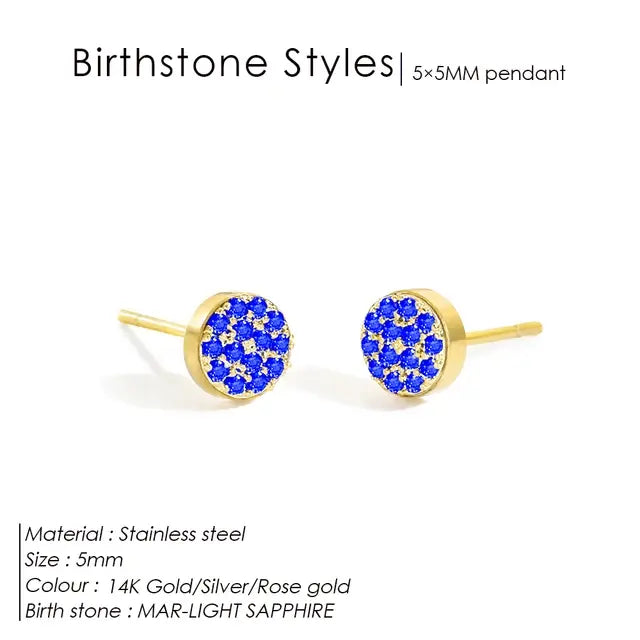 Birthstone Pierced Earrings