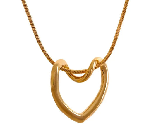 Minimalist Golden Heart Hollow Pendant Necklace