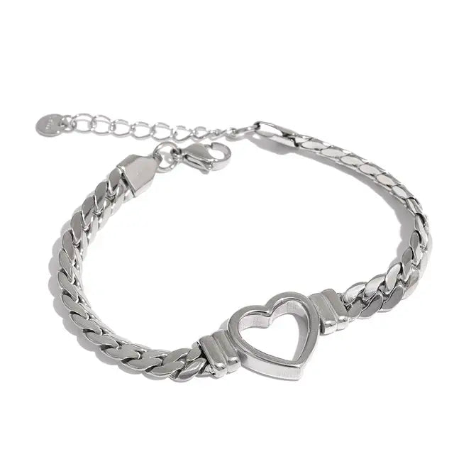 Love Heart Cuban Chain Bracelet