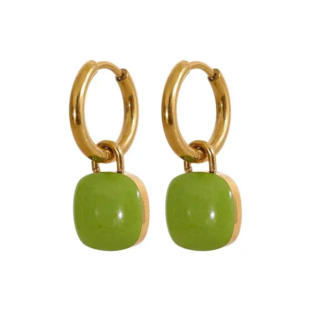 Candy Square Drop Hoop Earrings