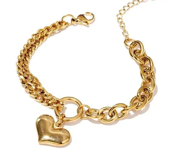 Heart Pendant Stainless Steel Bracelet