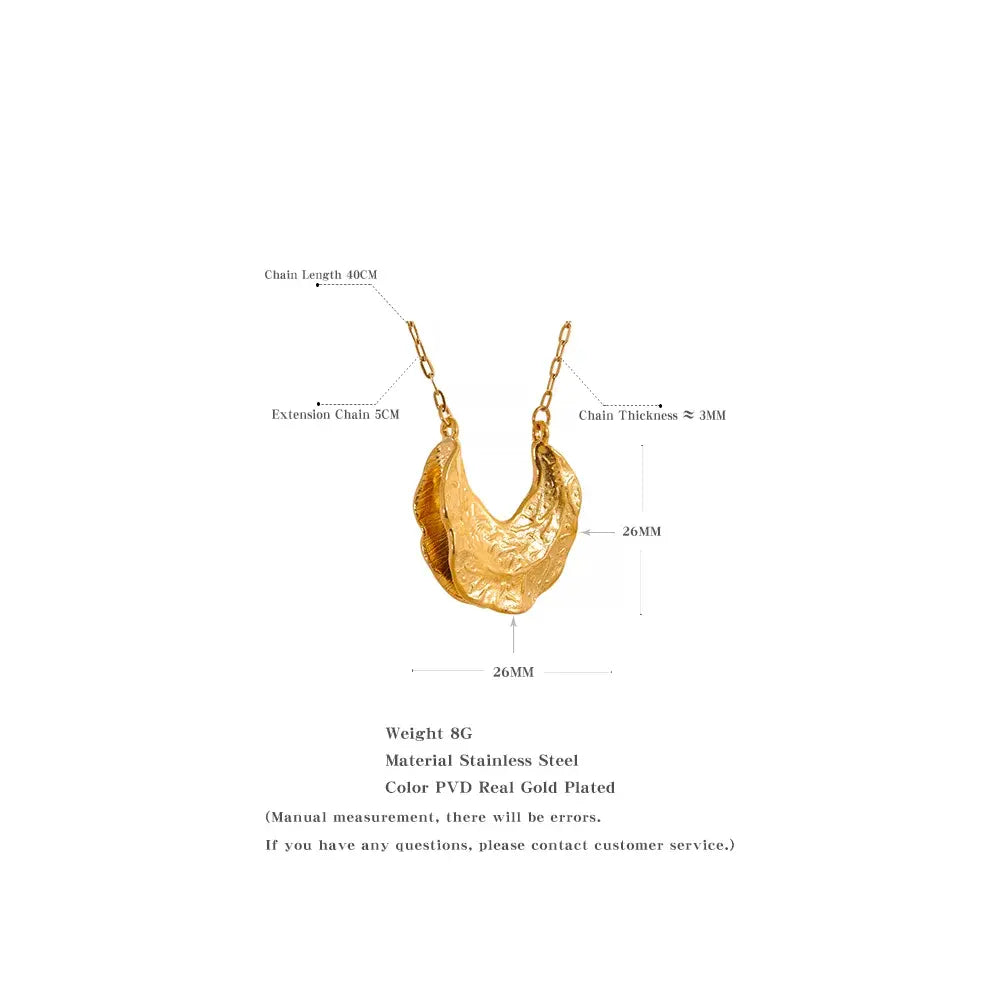 Geometric Crescent Moon Pendant Necklace Women Gold Color Waterproof