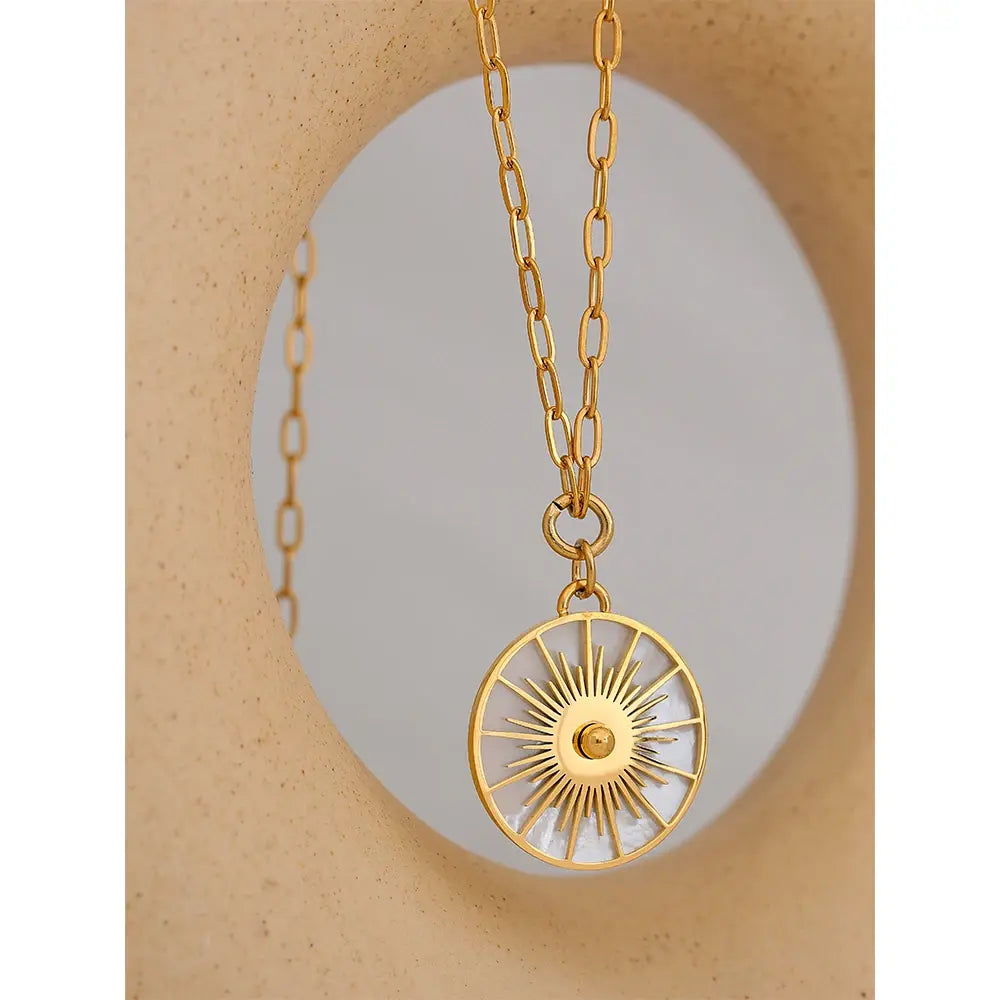 Big Round Geometric Statement Necklace