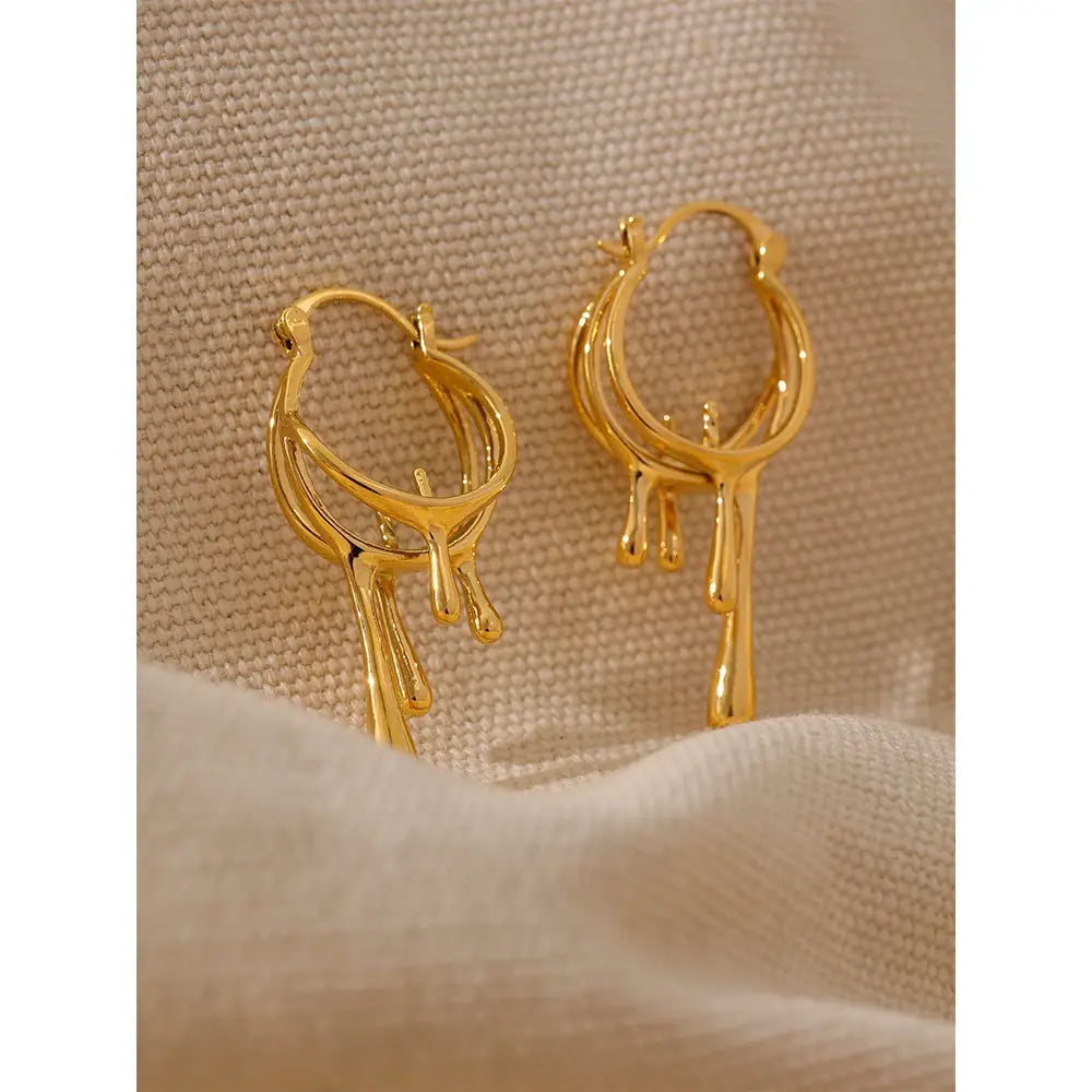 Unusual Personality Hoop Earrings, 18K Gold Plated