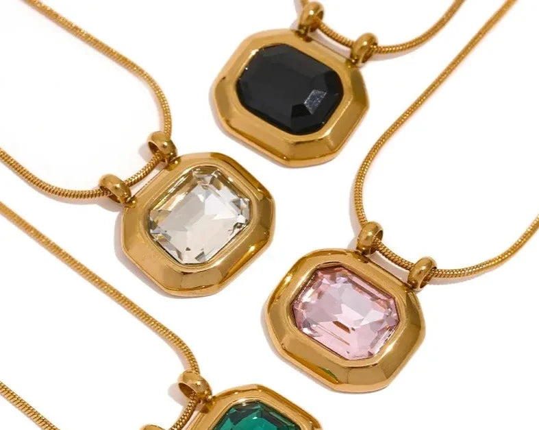  Square Pendant Necklace with Stylish Cubic Zirconia