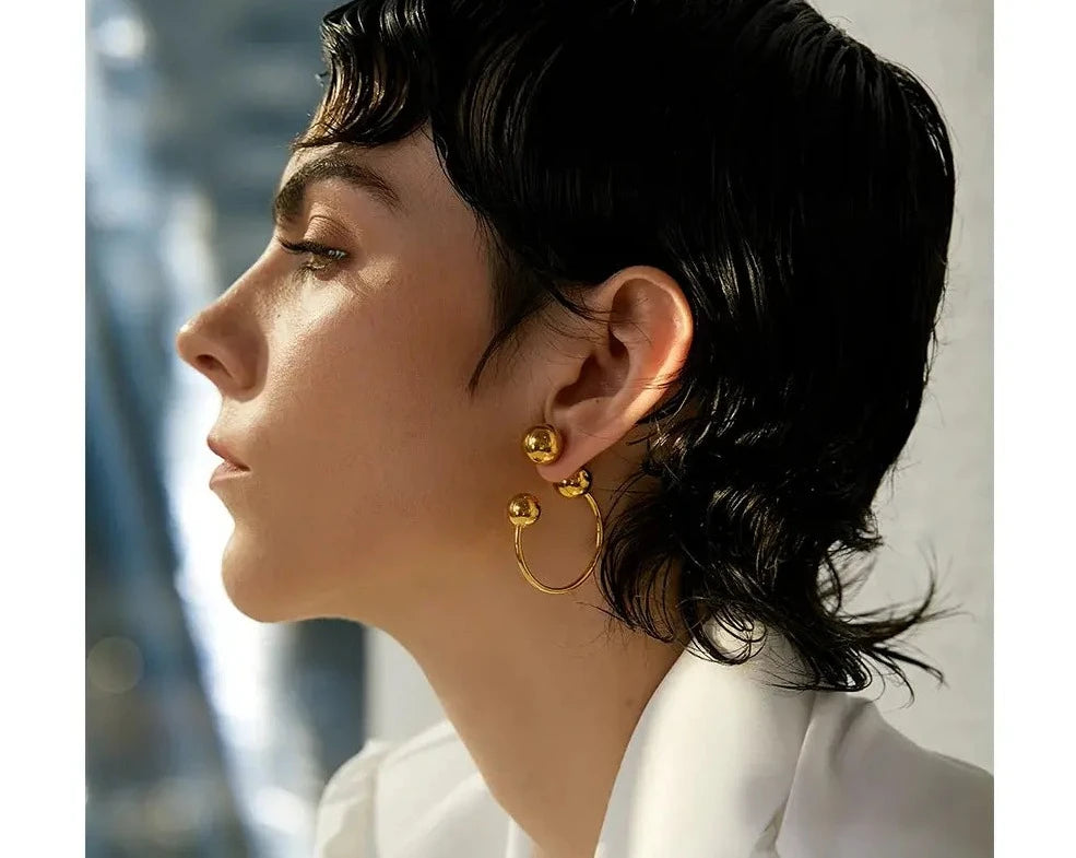 Metal Ball Hoop Earrings