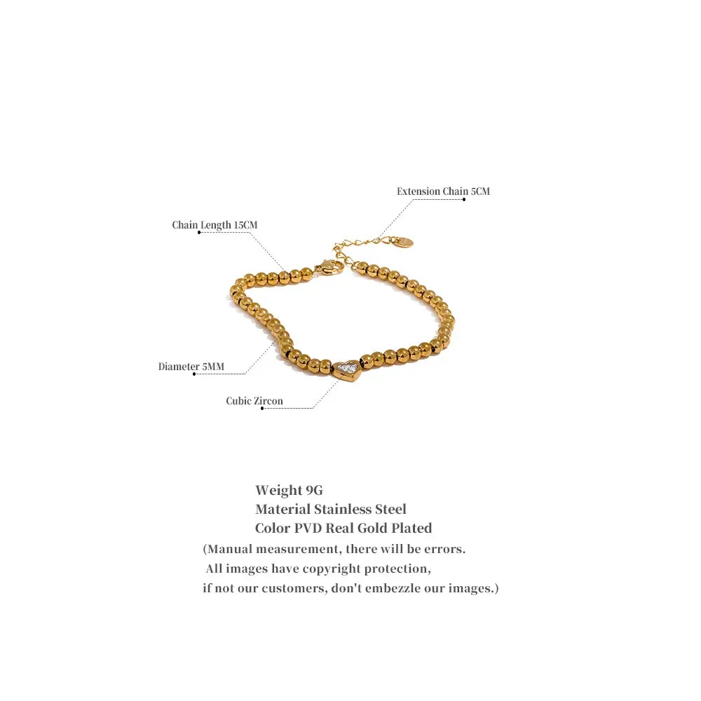 Heart Zircon Bracelet Bangle