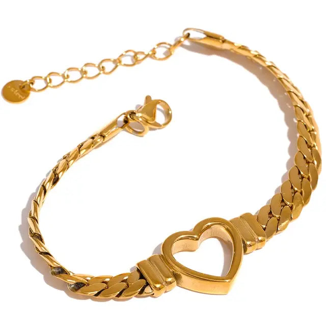 Love Heart Cuban Chain Bracelet