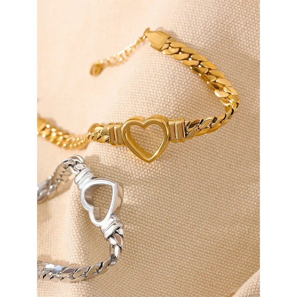 Love Heart Cuban Chain Bracelet