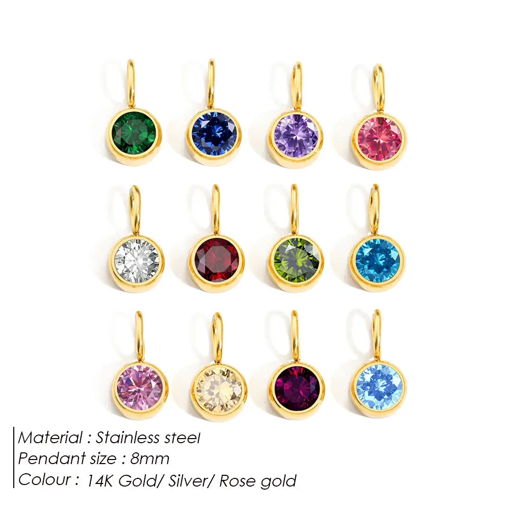 Birthstone Pendant Month Zirconia Necklace: