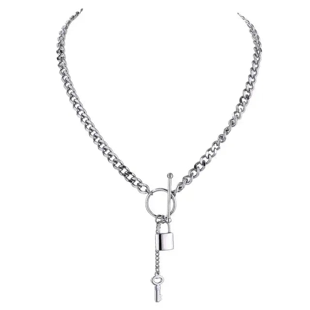 Metal Lock Pendant Necklace