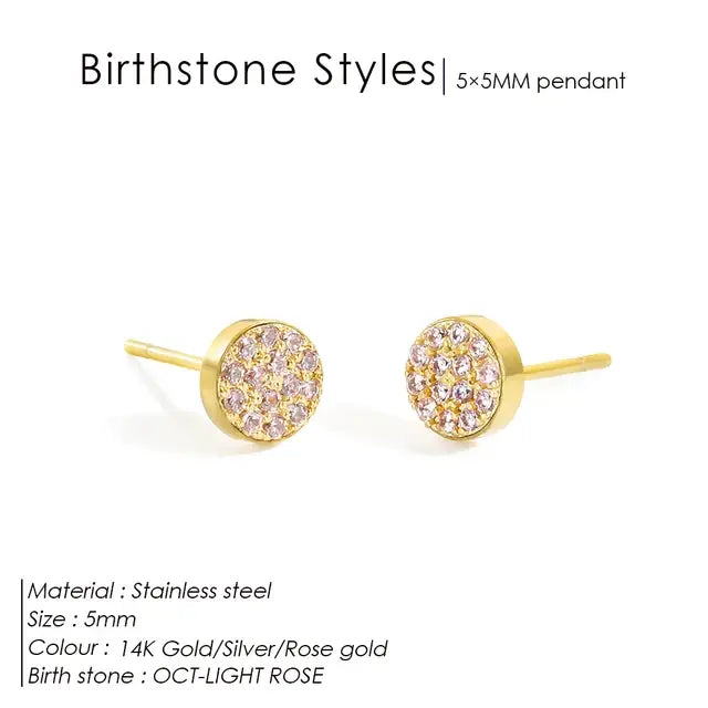 Birthstone Pierced Earrings