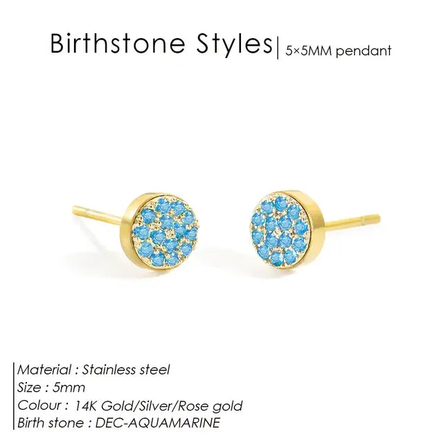 Birthstone Pierced Earrings