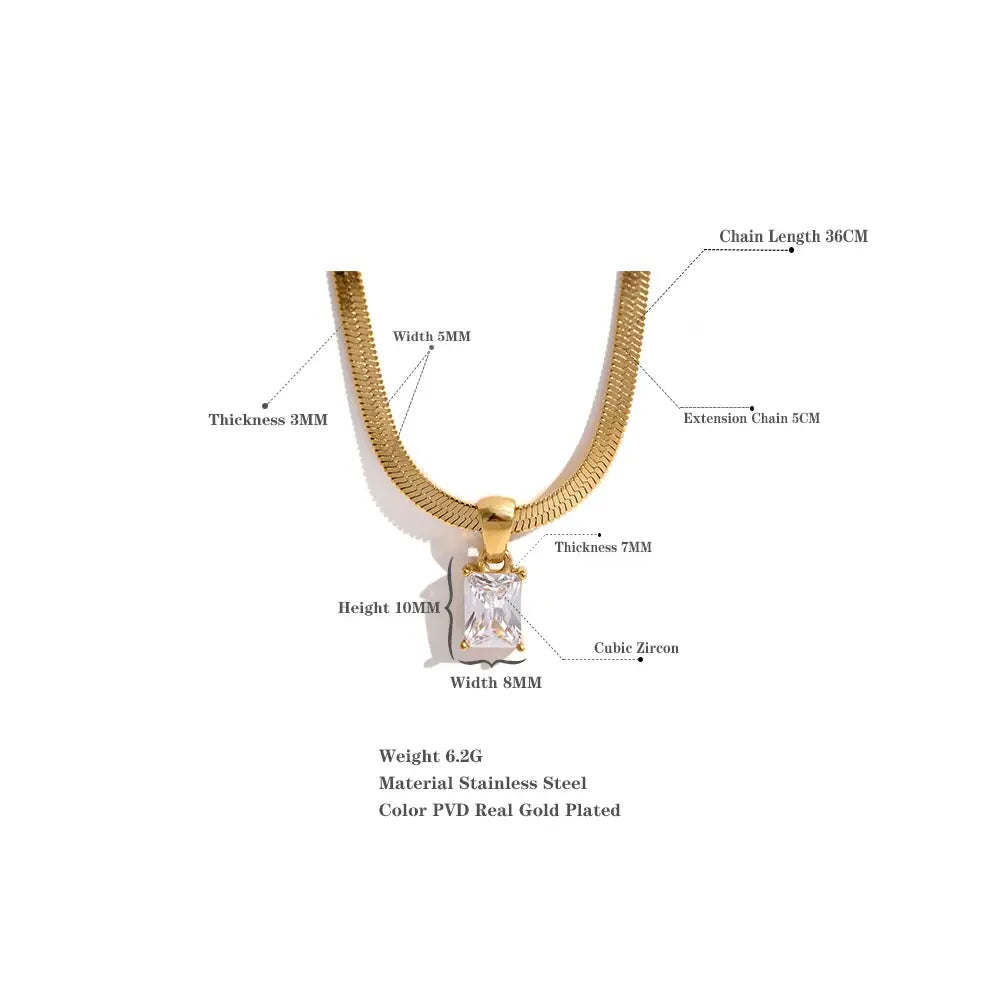 Cubic Zirconia Drop Snake Chain Collar Necklace