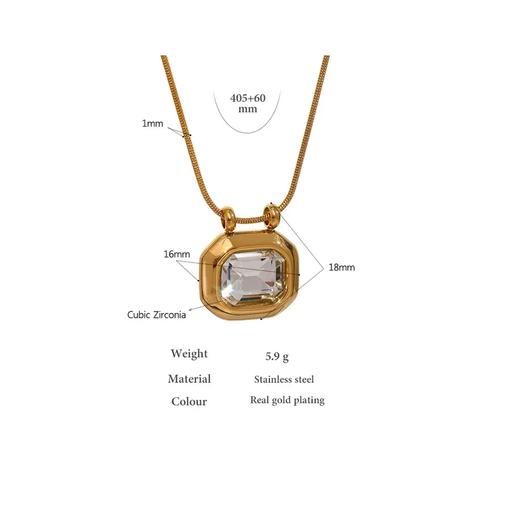  Square Pendant Necklace with Stylish Cubic Zirconia