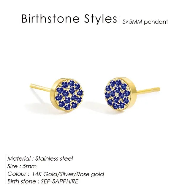 Birthstone Pierced Earrings