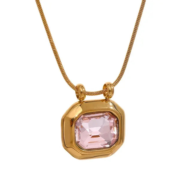  Square Pendant Necklace with Stylish Cubic Zirconia