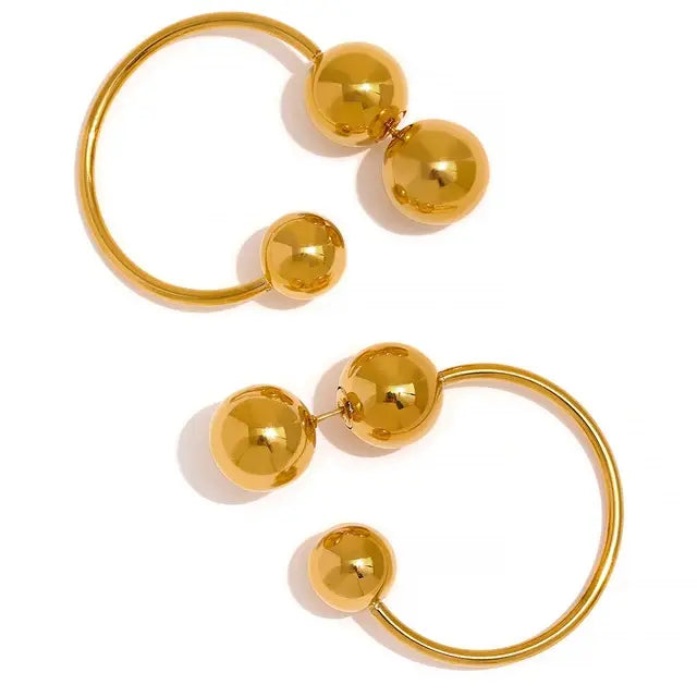 Metal Ball Hoop Earrings