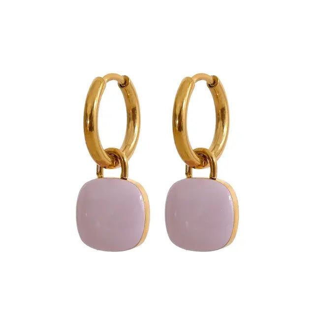 Candy Square Drop Hoop Earrings