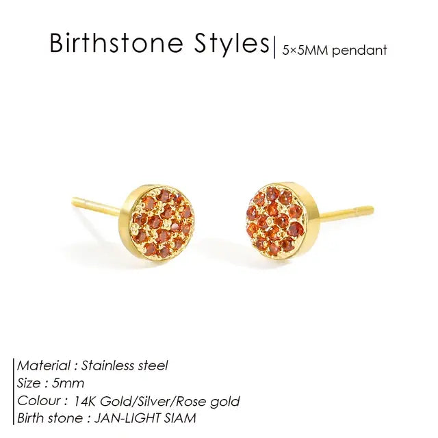 Birthstone Pierced Earrings