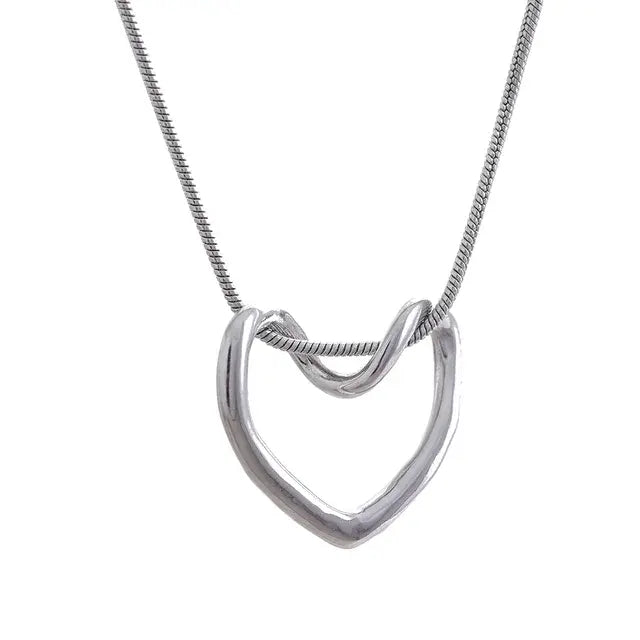 Minimalist Golden Heart Hollow Pendant Necklace