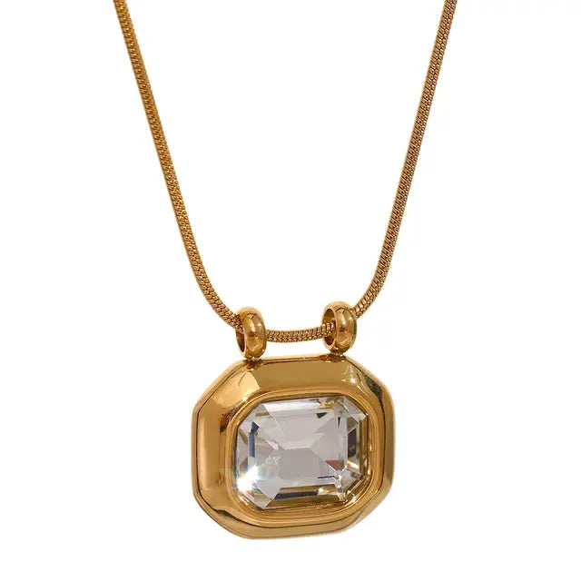  Square Pendant Necklace with Stylish Cubic Zirconia