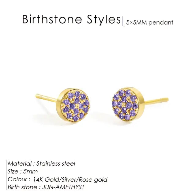 Birthstone Pierced Earrings