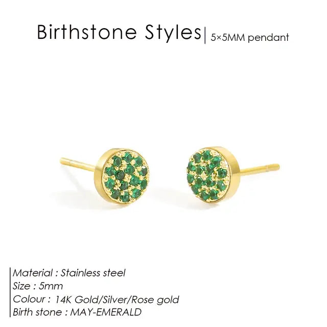 Birthstone Pierced Earrings