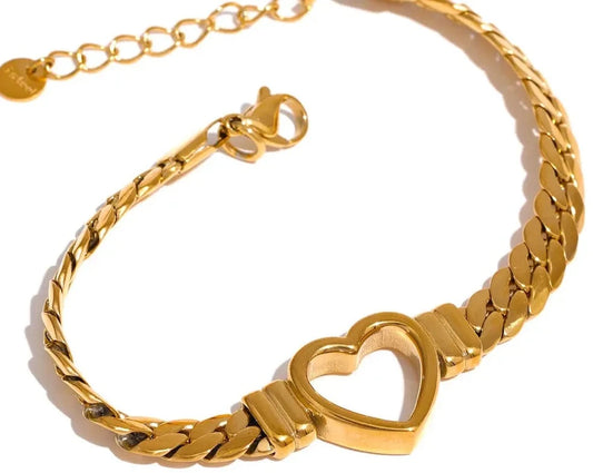 Love Heart Cuban Chain Bracelet