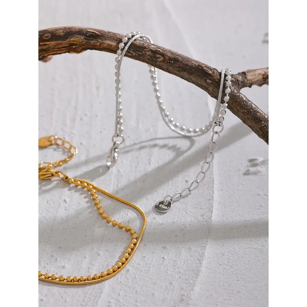 Flat & Bead Chains Double Layer