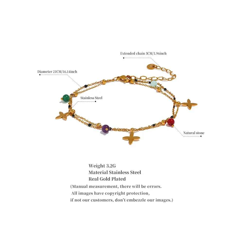 Colorful Natural Stone Bead Anklet